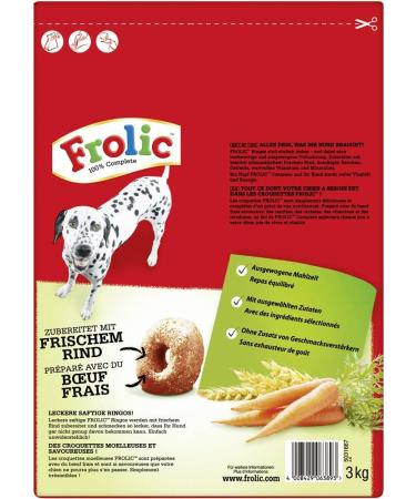 Frolic Dry Dog Food with Beef Carrots & Grains - 9 kg (3 x 3kg Bags) | Premium Pet Nutrition for Healthier Dogs - Buy Online on GoSupps.com