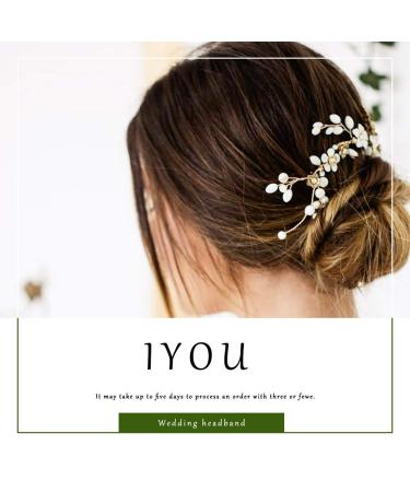 Bridal Jewelry | IYOU Silver Pearl Wedding Hair Vine & Floral Headband | Hair Accessories for Women & Girls - Buy Online on GoSupps.com