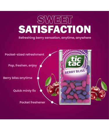 Zopper 6 x Berry Bliss Tic Tac Mint Sweets for Little Moments of Refreshment and On-the-Go Freshening Candy The Pocket-Sized Berry Bliss 6 - Buy Online on GoSupps.com