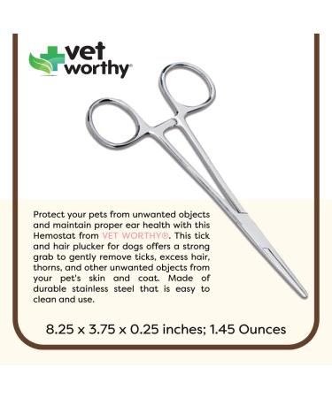 Vet Worthy Pet Hemostat - Stainless Steel Straight Hemostat for Hair, Burrs & Thorns - Buy Online on GoSupps.com