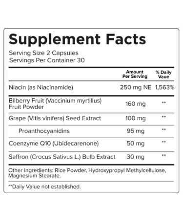 Neuroptene Eye Pressure Supplement with Bilberry, Saffron, Niacinamide, CoQ10 - 60 Capsules - Buy Online on GoSupps.com