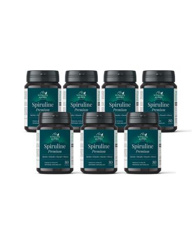 Spirulina Premium - 560 Tablets - A Unique Combination of Algae to Stay in Shape - Spirulina + Klamath + Chlorella + Ibiscus - 140 Day Cure - Vitalys Alpes - Made in France