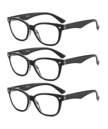 SUERTREE 3 Pack Reading glasses Blue light filter glasses unisex optics reading help computer glasses UV blocked reading glasses black 3.5x 631 3.5x diopttries 3PC 631