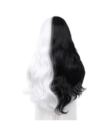 Buy Porsmeer Half Black Half White Curly Wig - Heat-Resistant Synthetic Costume Wig for Women & Girls - Perfect for Halloween - Buy Online on GoSupps.com
