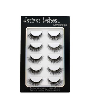 DESIRES LASHES By EMILYSTORES Natural Eyelashes 3D Faux-Mink Lashes Multipack 5Pairs Natural 01Natural