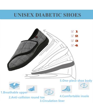 Diabetic Slippers for Swollen Feet - Adjustable & Comfortable for Elderly Women (Size 8) - Black - Buy Online on GoSupps.com
