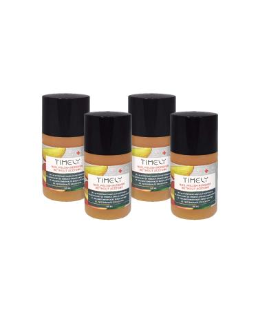 Timely Timely - Acetone-free nail polish remover with vitamins E and A and silk proteins small size (Pack of 4 x 60 ml)