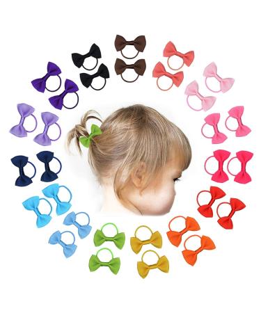30 PCS Baby Tiny Hair Bows with Elastic Loop Ponytail Ties Pony Tail Holder Accessories for Infants Toddlers Girls Kids colors A