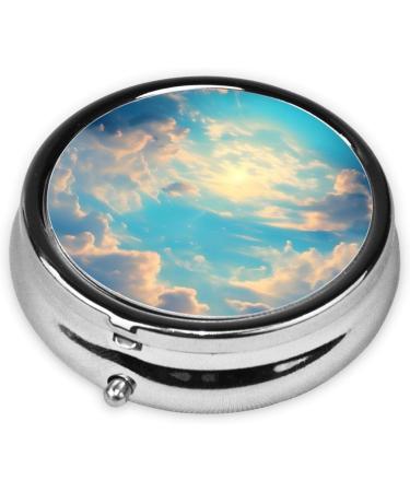 Cloudy Sky Round Pill Box Organizer - 3 Compartment Portable Travel Solution for Pills - Buy Online on GoSupps.com