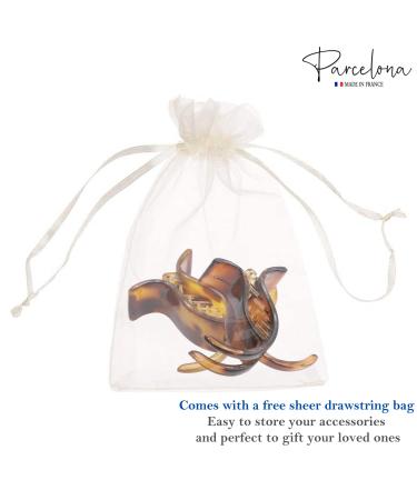 Parcelona French 3 Teeth Savana & Tortoise Shell Fish Style Ponytail Holder Set - Strong Grip Hair Claw Clip - Buy Online on GoSupps.com