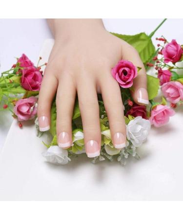 Shop Hujl Artificial Nails - Natural Short Round French Tips | Acrylic Beauty Salon Complete Cover Manicure - Buy Online on GoSupps.com