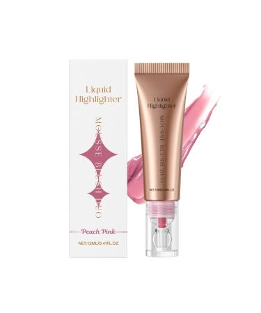 Magic Finish Mousse Blush Duo,Liquid High Gloss Powder Blusher Cream Moisturizing Easy To Push Away Non Fading Multifunctional Face Repairing High Gloss Powder Blusher Liquid (Peach pink, 12ml)