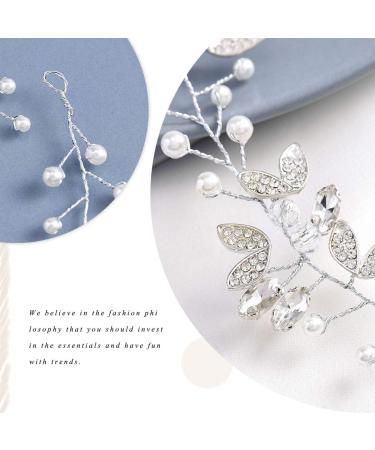 Unicra Bridal Hair Accessories | Silver Crystal Leaf Hair Jewelry for Weddings - Perfect for Brides & Girls - Buy Online on GoSupps.com