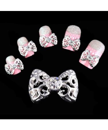 Broadfashion 10pcs 3D Glitters Bowknot Nail Stickers | Silver Bow Rhinestone Nail Art Decoration - Shop Internationally - Buy Online on GoSupps.com