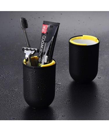 N/W Toothbrush Case Portable Travel Capsule Toothbrush Cup Holder Creative Four in One Plastic Toothbrushes Organizer High-capacity for Trips Home Business Use Black White
