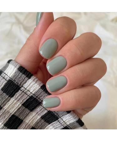 Feder nails nails to stick on briefly pure color kxamelie saga green dainty acrylic nail white round nail design for small hand full cover press-on different sizes cute color