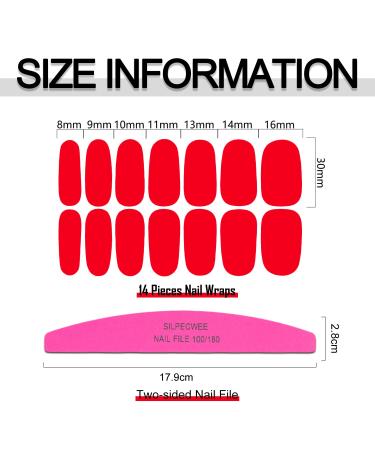 SILPECWEE 20 Red Glitter Solid Nail Wraps for Women - Self Adhesive Nail Polish Stickers with Nail File - Nail Art Decals for Fingernails - Buy Online on GoSupps.com
