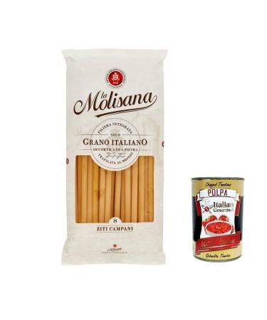 Italian Gourmet E.R. La Molisana Ziti Campani N. 8 Pasta Lenta Lavorazione Lot de 3 p tes base de semoule de bl dur 500 g + Polpa Italian Gourmet Polpa 400 g