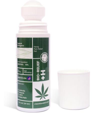 BIO-RELIEF +H Hemp Pain Relief Gel Cooling Gel w 10% Menthol in Hemp Oil 3 oz Roll-on for Arthritis Muscle Pain Joint & Back Pain Topical Analgesic Fast Acting Long Lasting Pain Reliever Cream - Buy Online on GoSupps.com