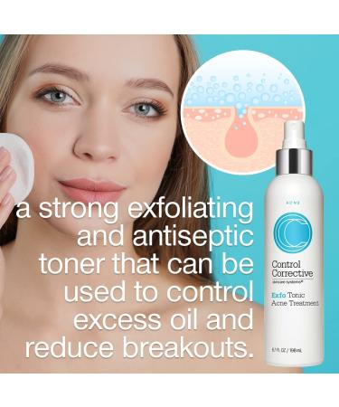 Control Corrective Exfo Tonic Acne Treatment 6.7 Fl Oz - Exfoliating Toner for Oily Skin with Glycolic and Salicylic Acids - Buy Online on GoSupps.com