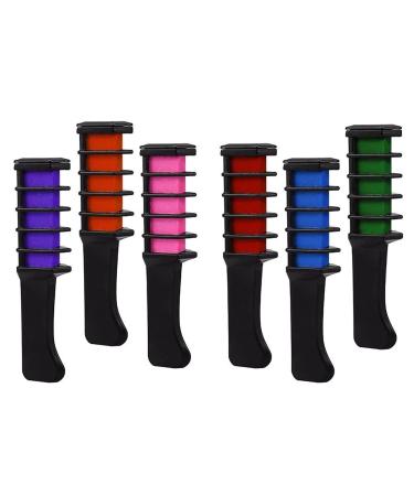 6pcs Colorful Hair Chalk Combs Temporary Instant Washable Coloring Rainbow Pastel Chalks