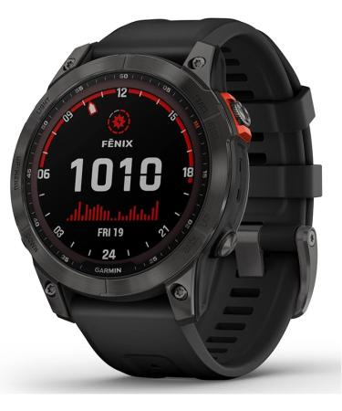 Garmin fenix 7 Solar, adventure smartwatch, with Solar Charging Capabilities, rugged outdoor watch with GPS, touchscreen, health and wellness features, slate gray with black band - Buy Online on GoSupps.com