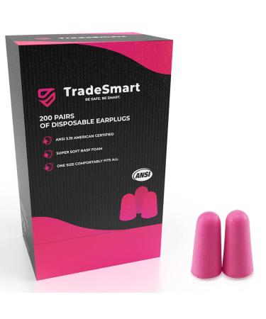 TradeSmart Ear Plugs for Shooting Range  Earplugs 200 Pairs  Disposable Earplugs  Foam Ear Plugs for Noise Reduction Pink