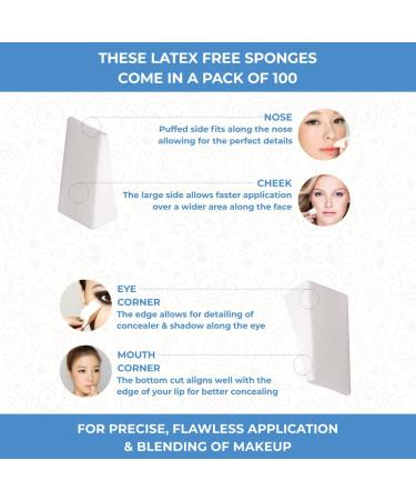 ForPro Latex-Free Beauty Wedges - 100-Count Pack of Makeup Blenders for Powder and Liquid Makeup - Buy Online on GoSupps.com