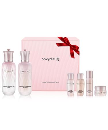 Sooryehan Ultimate Pomegranate (Skincare Set 12.3fl oz) - Improved Skin Elasticity Reduced Pores/Wrinkles & Gentle Exfoliation Vitamin C Adenosine & Niacinamide