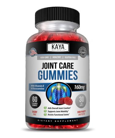 Kaya Naturals Joint Care Gummies, Premium Pain Relief & Joint Support Gummies | Natural Joint & Flexibility Support - Glucosamine Gummies Best Immune Health Support for Women & Men - 60 Count 60 Count (Pack of 1)