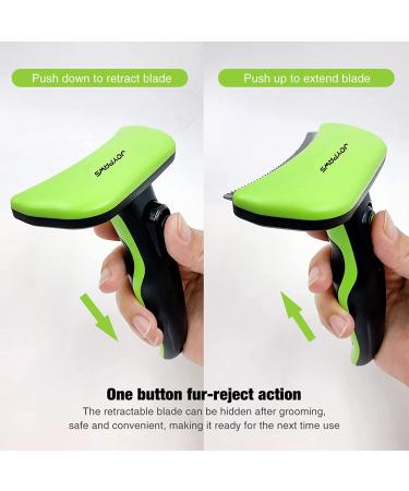 JOYPAWS Pet Grooming Brush | Undercoat Deshedding Tool for Dogs & Cats | Reduces Shedding by Up to 95% | Self-Cleaning | Medium Green - Buy Online on GoSupps.com