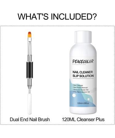 PEACECOLOR 120ML Slip Solution Cleanser Plus with Dual End Nail Brush Set for Poly Extension Nail Gel Builder Nail Gel Nail Art Kit Easy DIY Use at Home Beauty Gifts for Women color 194 - Buy Online on GoSupps.com