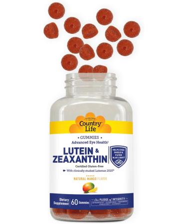 Country Life Lutein Gummies with Lutemax 2020 60 Ct Chewable Natural Eye Support Supplement Marigold Lutein Zeaxanthin Eye Health & Macular Support Non-GMO Natural Fruit Pectin Vegan - Buy Online on GoSupps.com