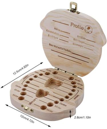 Dewin Baby Milk Teeth Organizer - Color Version Wooden Tooth Box for Children - Souvenir Storage (English Boy) - Buy Online on GoSupps.com