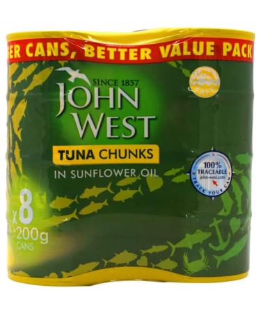 2 x John West Tuna Chunks in Sunflower Oil 8 x 200g