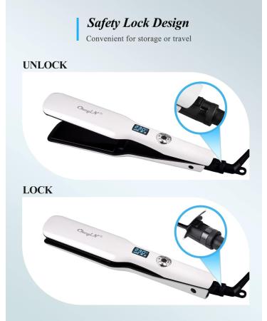 CkeyiN 1.8 inch Wide Plates Hair Straightener | Tourmaline Ceramic Flat Iron | 12-Speed Temperature | LED Display & Dual Voltage | 30s PTC Fast Heating - Buy Online on GoSupps.com