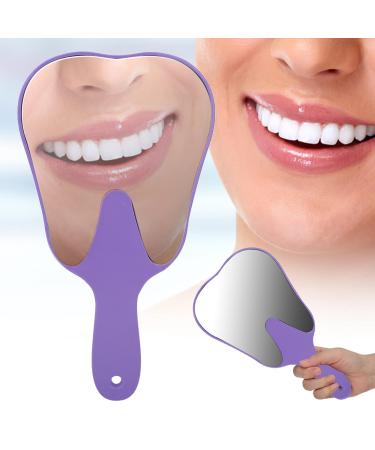 Cute Tooth Shaped Mirror with Handle Small Gift for Dental Clinic 3 Colors Available PC Material Designed for Oral Observation (Purple)