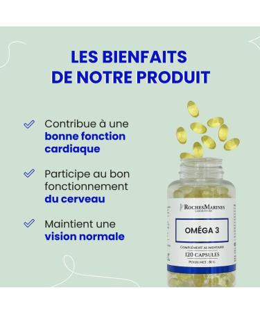 Roches Marines - Omega 3 Dietary Supplement - Good Brain Function - Vision - Cardiovascular Health - 120 Capsules - Developed in France - Buy Online on GoSupps.com