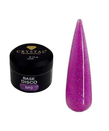 Crystal Professional UV Gel Base Coat 30ml | Nail base with glitter effect and shimmering finish | UV gel base coat for a luminous look and long-lasting wear | UV nail polish | Glittery Pink 009