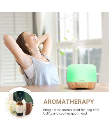 Homeweeks 300ml Essential Oil Diffuser with Remote Control Timer | Wood Grain Ultrasonic Aromatherapy Mist Diffuser | 7 Colors Light for Bedroom - Buy Online on GoSupps.com
