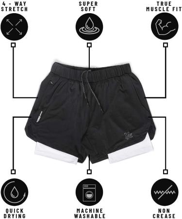 YoungLA Men's Compression Shorts with Pocket - Black/White XL | Soft, Breathable, Stretchy - 105 - Buy Online on GoSupps.com