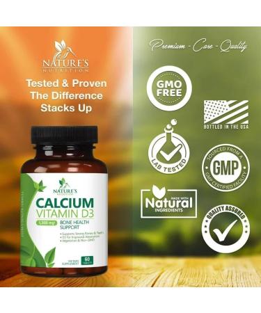 Nature's Calcium 1300mg + 800 IU Vitamin D3 | Bone & Immune Support | Non-GMO | 60 Tablets - Buy Online on GoSupps.com