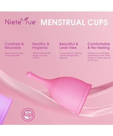 Large Menstrual Cups - 2 Sets Reusable Soft Cups for Heavy Flow - Medical Grade Silicone - USA Designed - Tampon & Pad Alternative (Pack of 2) - Buy Online on GoSupps.com