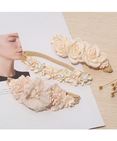 Sjbautyo 3-Piece Baby Girl Floral Nylon Headband Set | Stretchy Soft & Cute Hair Bands for Newborns & Toddlers - Perfect for Parties & Photography - Buy Online on GoSupps.com