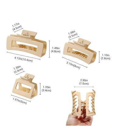 Shinowa Hair Clip Set - 3 Strong Hold Slipproof Gripper Accessories for Long Thick Hair - Beige - Buy Online on GoSupps.com