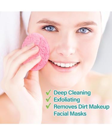 50 Compressed Facial Sponges - Reusable Natural Beauty Makeup Sponges for Daily Skin Care & Makeup Removal | Pink - Buy Online on GoSupps.com