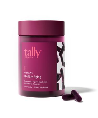 Tally Health Vitality Longevity Formula Spermidine + Fisetin + Quercetin + Resveratrol + Calcium Alpha-Ketoglutarate | Supports Cellular Renewal Healthy Aging Energy & Autophagy | 120 Capsules