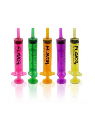 FLAVORx Rainbow Dose Oral Dosing Syringes | No More Medicine-Time Meltdowns! | 5 Uniquely Colored Syringes | 10ml (2tsp) Each | 3 Bottleneckers Included | New & Improved!