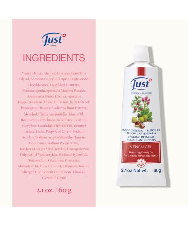Swiss Just Original Horse Chestnut Gel 60g Herbal Relief for Tired & Swollen Legs | Varicose Veins Treatment with Wild Myrtle & Natural Ingredients - Buy Online on GoSupps.com