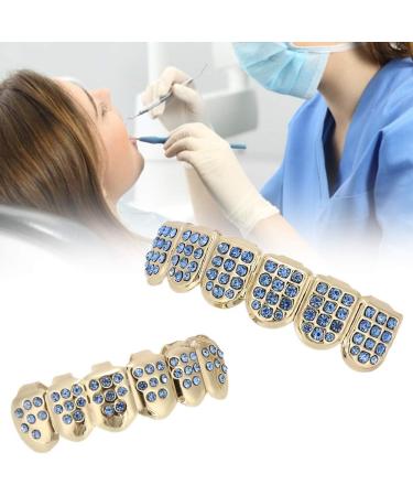 Syrisora Teeth Set Bling Teeth Accessory Decoration for Halloween Party Hip Hop Show (Upper 12 Lower 8 Inlaid Blue Diamond Set) - Buy Online on GoSupps.com